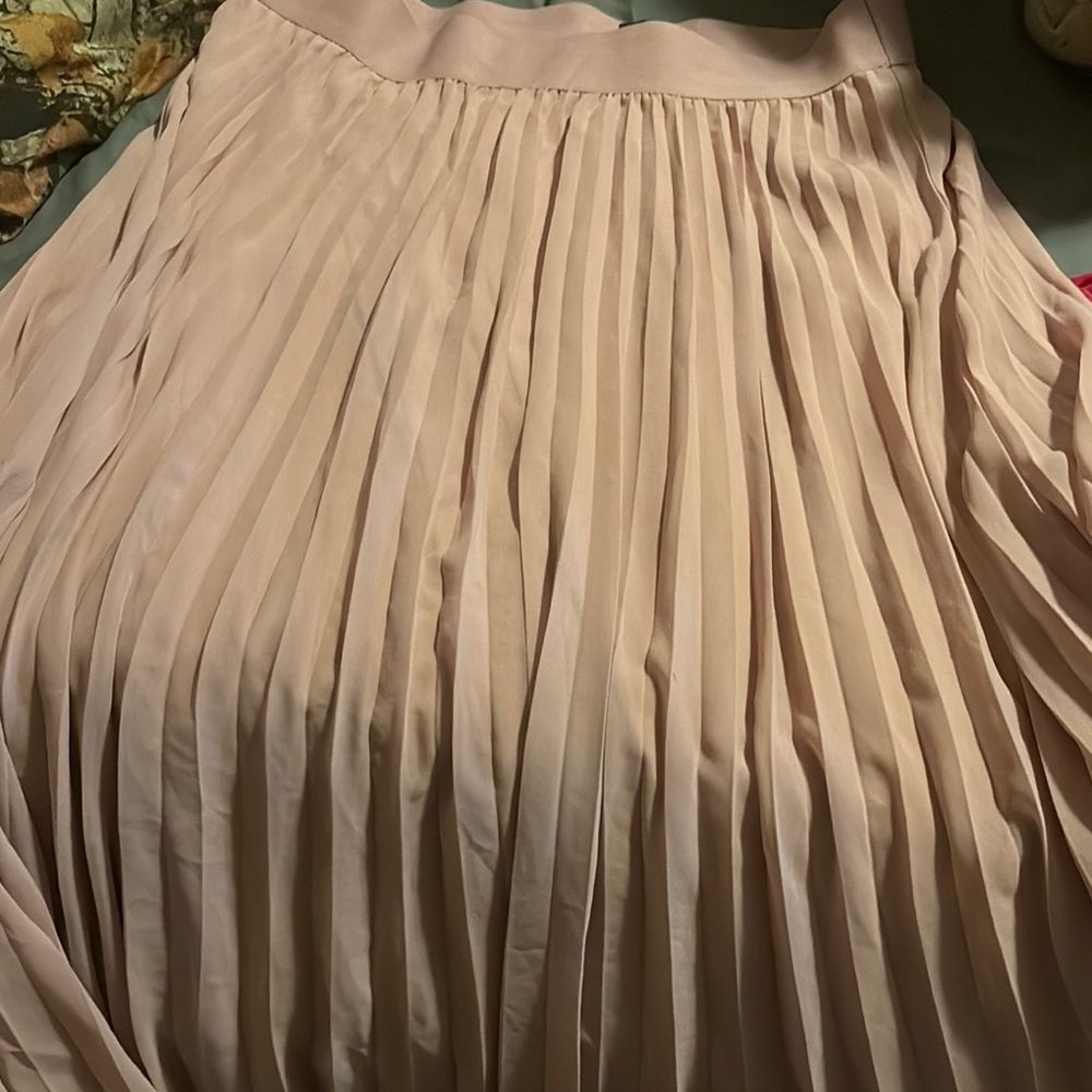 Alfani Tan Pleated Midi Skirt for Casual Occasions